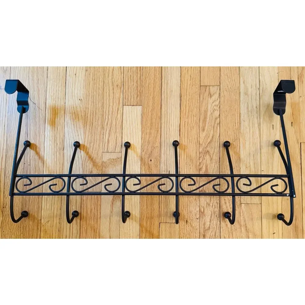Home Basics 6 Hook Over the Door Bronze Steel Classic Charming Victorian Rack